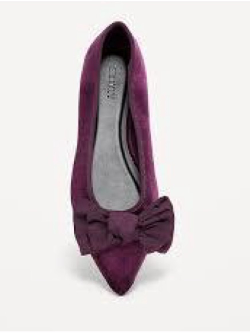 🆕 Old Navy Sz 10 Velvet Pointed-Toe Flats with Bow in Plum Rasin / Burgundy